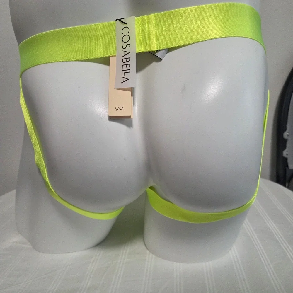 Cosabella Never Say Never Mens Neon Yellow Floral Lace Jockstrap Underwear